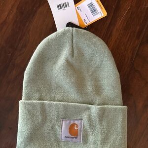 Carhartt Mint Green Cuffed Knit Beanie with Logo Tag